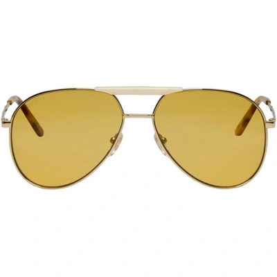 Gucci Gold Cruise Pilot Sunglasses In 004 Gold