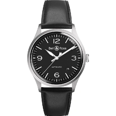 Bell & Ross Brv192-bt-st/sca Bellytanker Leather And Stainless Steel Watch In Black