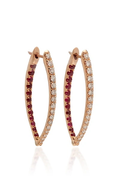 Melissa Kaye Christina 18k Pink Gold Diamond And Ruby Earrings In Red