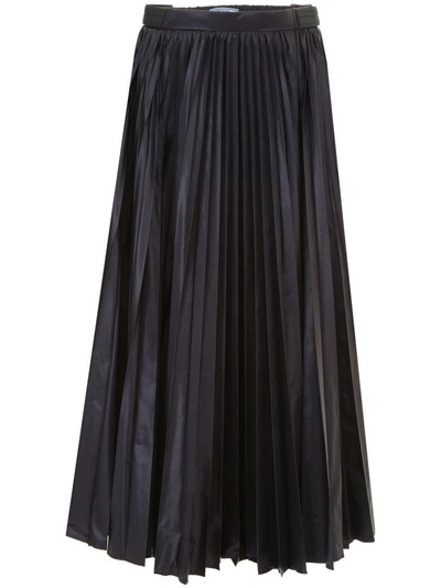Prada Pleated Nylon Skirt In Nero (black)