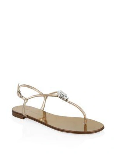 Giuseppe Zanotti Nuvorock Leather Thong Sandals In Gold