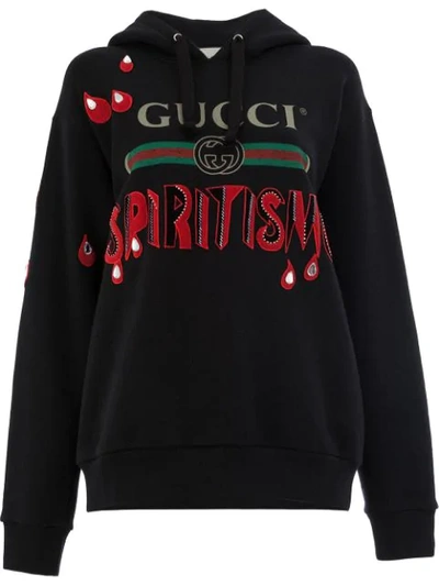 Gucci Hooded Spiritismo Bejewelled Sweatshirt In Black