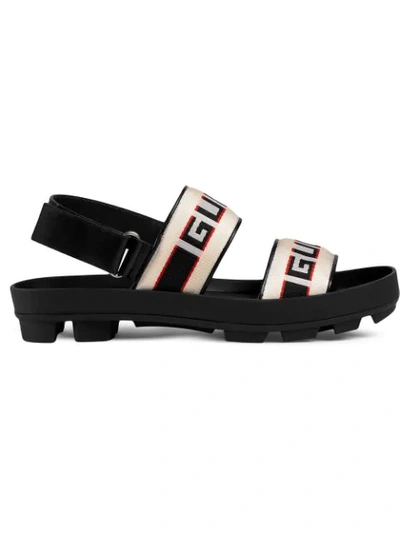 Gucci Stripe Strap Sandal In Black