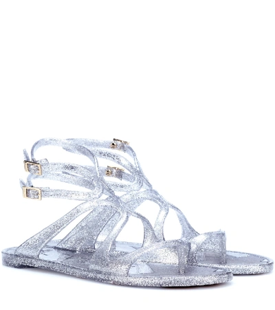 Jimmy Choo Lance Jelly Silver Glitter Rubber Jelly Sandals