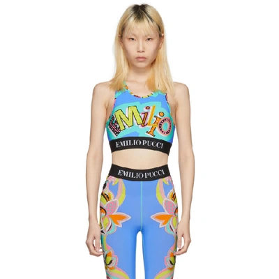 Emilio Pucci Abstract Print Crop Top In S36 Blue