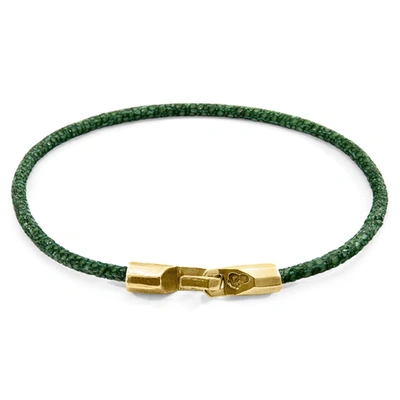 Anchor & Crew Racing Green Talbot 9ct Yellow Gold And Stingray Leather Bracelet