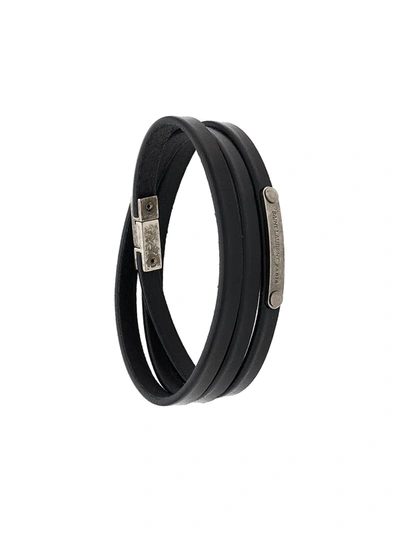 Saint Laurent Id Narrow Wraparound Bracelet In 1000 Black