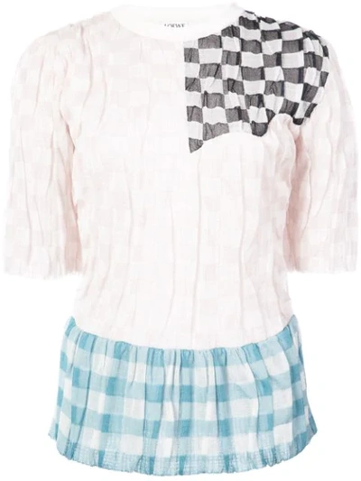 Loewe Patchwork Knit Shortsleeved Top In Pink