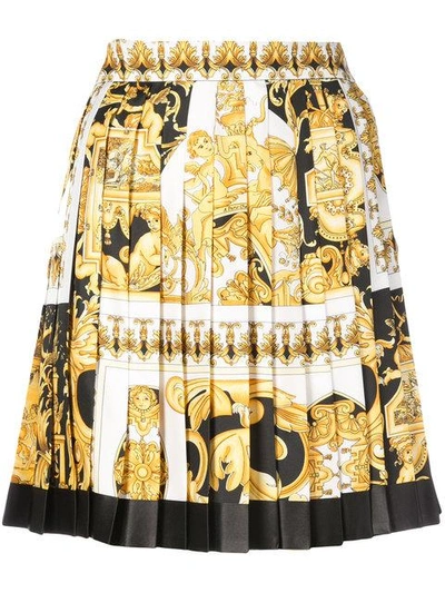 Versace Pleated Printed Silk-twill Mini Skirt