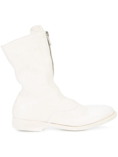 Guidi Front Zip Boots In White