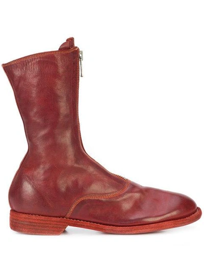 Guidi Front Zip Boots - Red