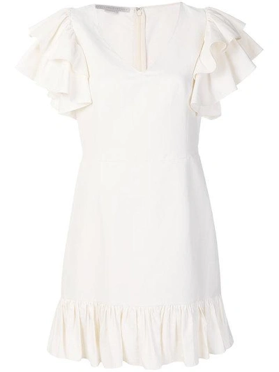 Stella Mccartney Ruffle Sleeve V-neck Dress In White