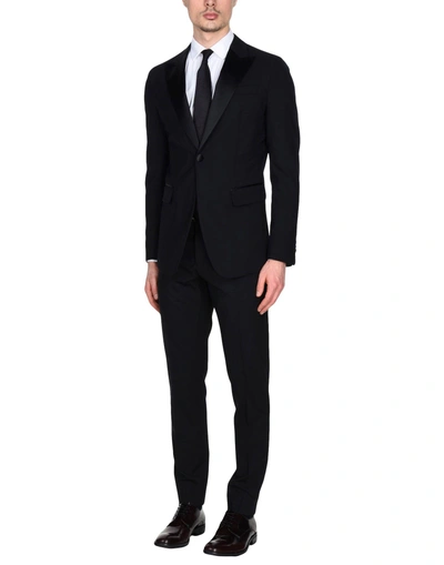 Dsquared2 Man Suit Black Size 42 Virgin Wool, Elastane, Silk In Navy