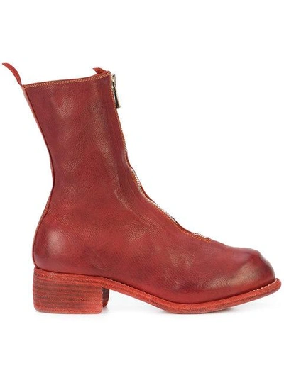 Guidi Front Zip Boots - Red