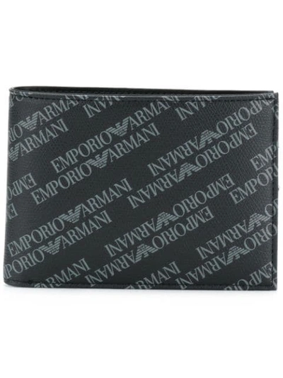 Emporio Armani Bi-fold Logo Print Wallet In Black