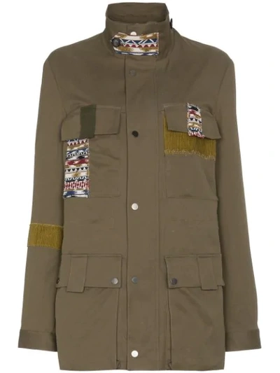 78 Stitches Military Jacket With Patches In Green