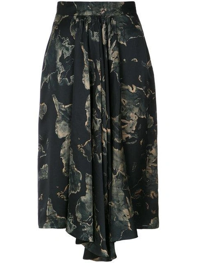 Andrea Marques Printed Ruffle Skirt In Black