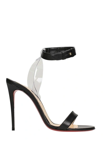 Christian Louboutin Jonatina 100 Pvc Trimmed Leather Sandals In Black