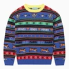 Kenzo Kids' Striped Cotton Blend Sweater In Blue