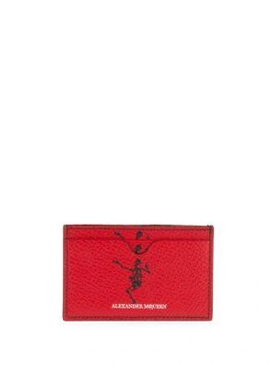 Alexander Mcqueen Leather Card Holder In Red-black