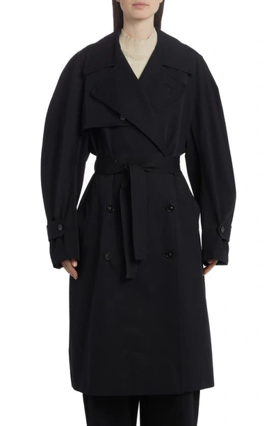 Stella Mccartney Oversize Cotton Canvas Trench Coat In Black