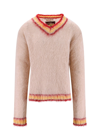 Marni Brushed Mohair Blend Knit V-neck Sweater In Multicolor