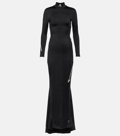 Balenciaga 弹力科技织物长款连衣裙 In Black