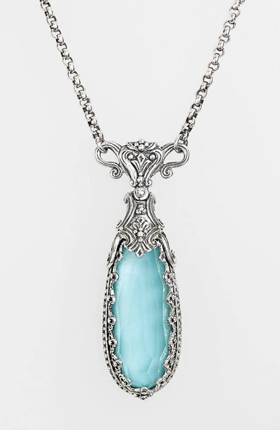 Konstantino 'aegean' Teardrop Pendant Necklace In Silver/ Turquoise