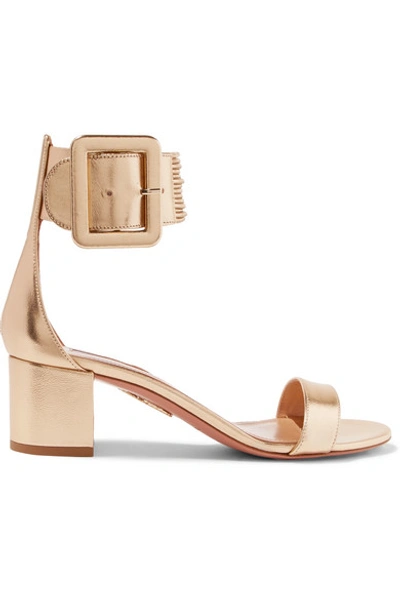 Aquazzura Casablanca Metallic Leather Sandals In Gold