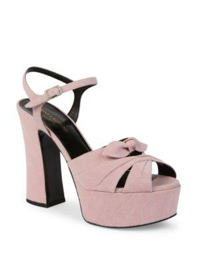 Saint Laurent Candy Denim Platform Sandals In Washed Pink