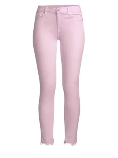 7 For All Mankind The Ankle Skinny Jeans With Released Hem In Pale Lavender