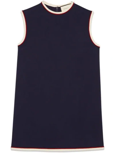 Gucci Sleeveless Crewneck Cady-stretch Tunic Top In Blue