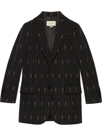 Gucci Three-button Logo-striped Fil Coupe Jacket In Black