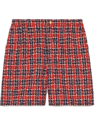 Gucci Tweed Check Shorts In Red