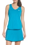 Nike Pure Sleeveless Racerback Performance Tank Top, Blue/white In Neo Turquoise/ White