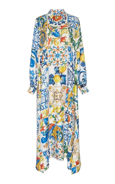 Dolce & Gabbana Printed Silk Twill Maxi Dress In Multi