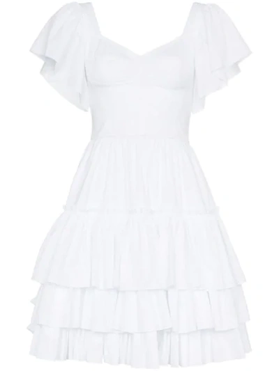 Dolce & Gabbana Tiered-ruffle Cotton-poplin Mini Dress In White