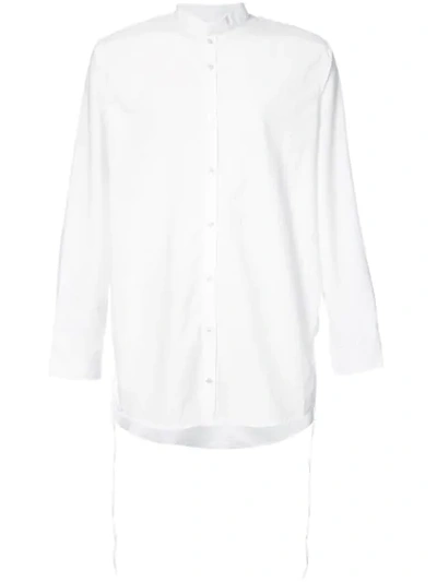 Private Stock Band Collar Rear Flap Shirt In White