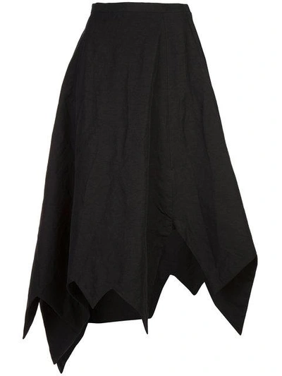 Yohji Yamamoto Zig Zag Flared Skirt In Black