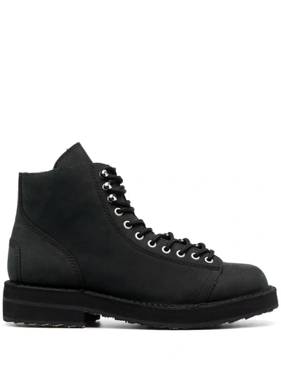 Yohji Yamamoto Lace-up Leather Ankle Boots In Black