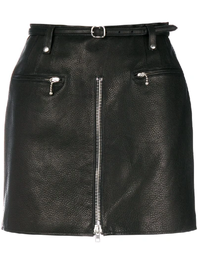 Alexander Wang Moto Leather Mini Skirt In Black