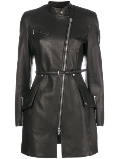 Alexander Wang Military Moto Leather Trench Coat In Black