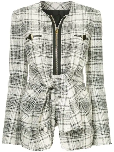 Alexander Wang Deconstructed Tie-front Jacket In Black/white