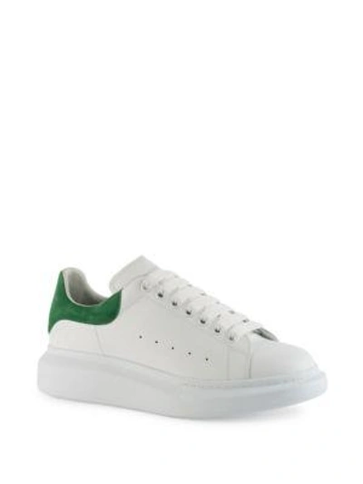 Alexander Mcqueen Leather Platform Sneakers In White-green