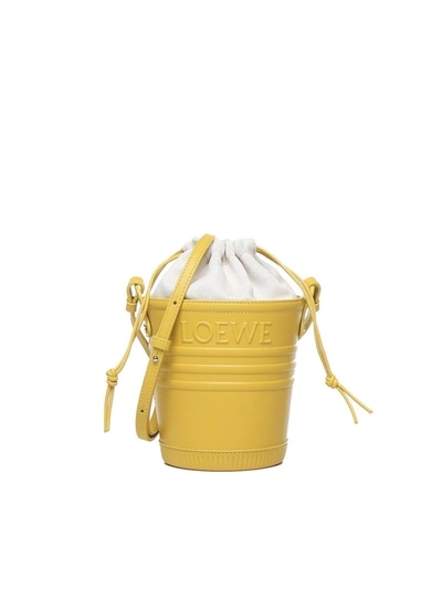 Loewe Jardinier Leather Bucket Bag In Yellow