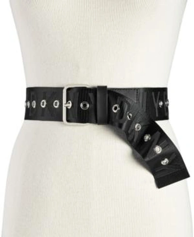 Dkny Eyelet Logo Web Belt, Created For Macy's In Black
