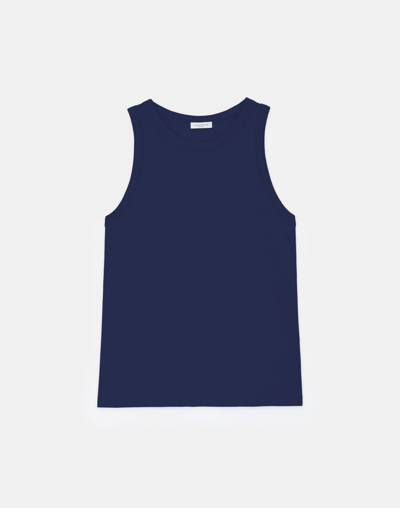 Lafayette 148 Cotton Rib Racerback Tank In Midnight Blue