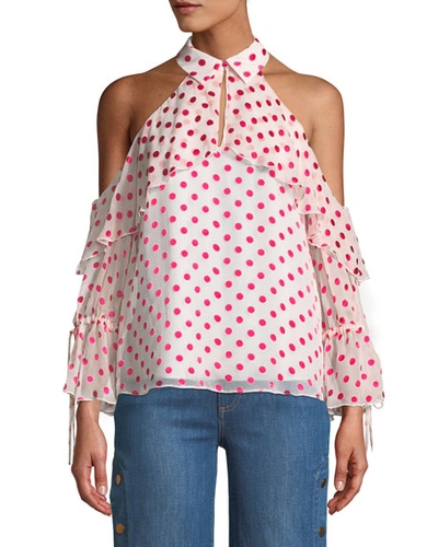 Alice And Olivia Blayne Cold Shoulder Ruffle Blouse