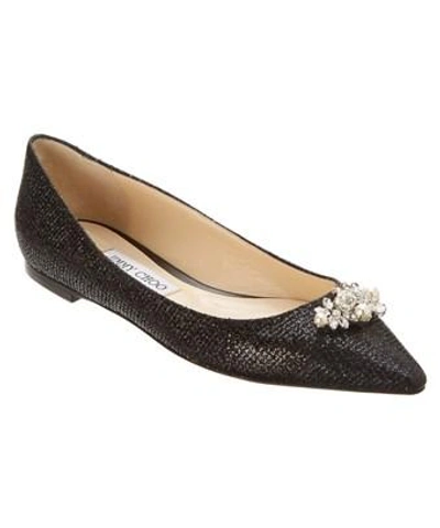 Jimmy Choo Alexa Embellished Glitter Fabric Ballerina Flat In Nocolor