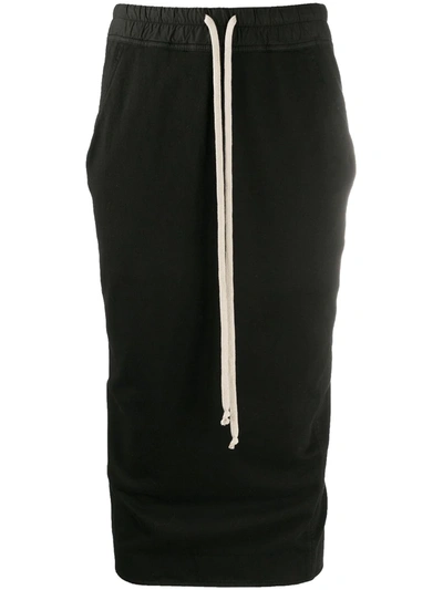 Rick Owens Drkshdw Fitted Midi Skirt In Black